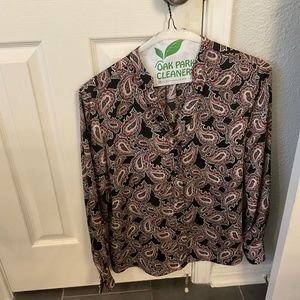 Investments/ Size Medium/Black and Dark Red and White Paisley Blouse